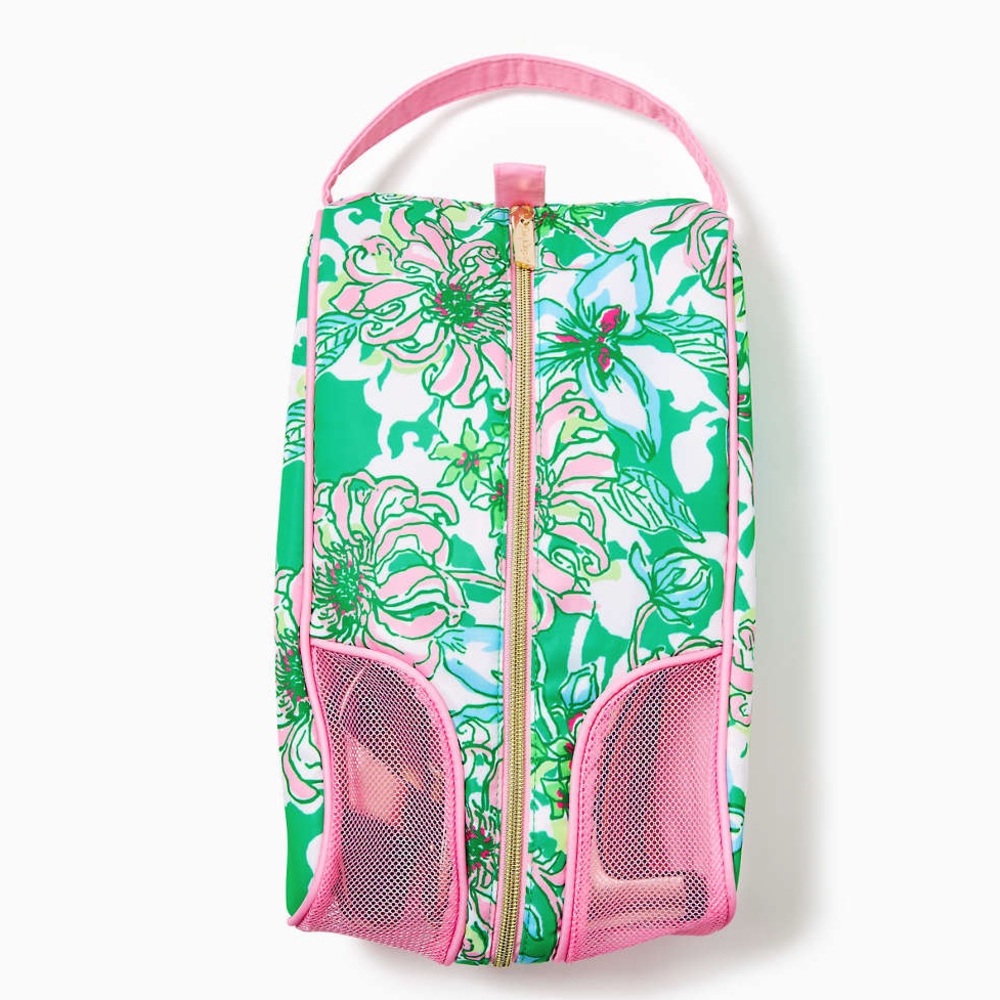 Lilly Pulitzer Mesh Travel Shoe Bag Spearmint Blossom Views Like New Condition